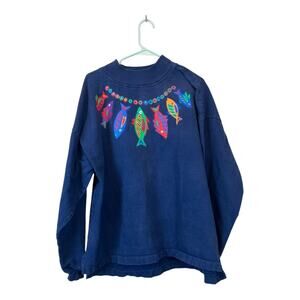 Vintage Sweatshirt Pullover Casual Fishing Retro 90s Island Tropical Beach 2X